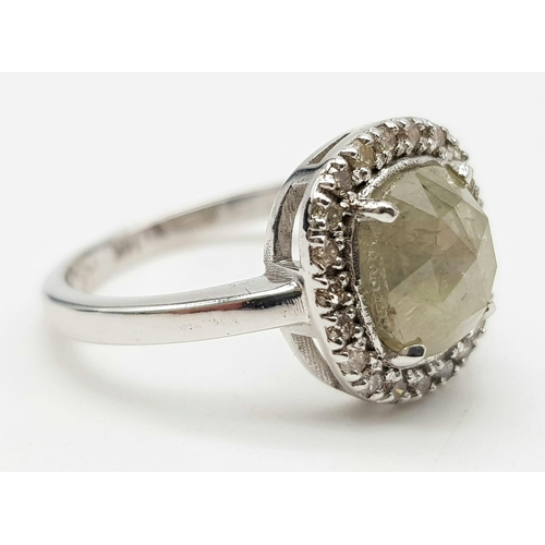 153 - An Unusual 14K White Gold 1.75ct Light Grey Diamond Ring with a further 0.21Ct of Diamond Surrounds.... 