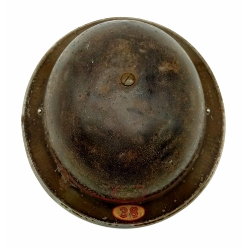 154 - A WW2 Auxiliary Fire Brigade Helmet. Numbered 38 for the Wimbledon Region of London.