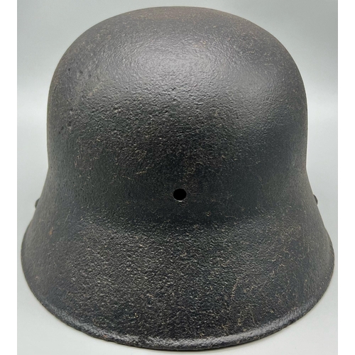 161 - WW1 Somme Found German 1916 Model Stahlhelm Helmet. With post war painted memorial.