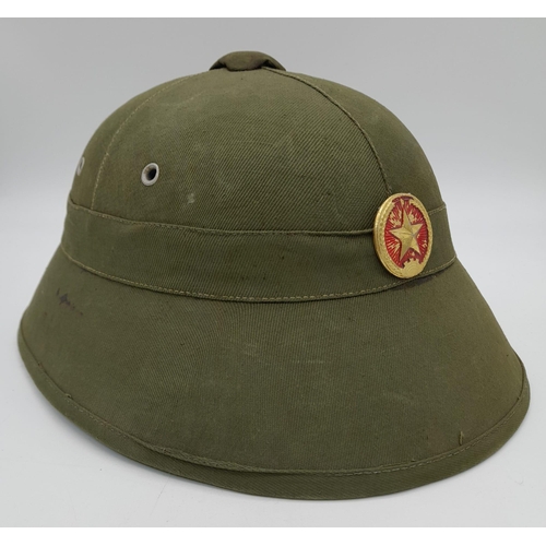 182 - Indo - China Era Late 1950’s Issue Viet-minh Helmet with N.V.A. Cap Badge.