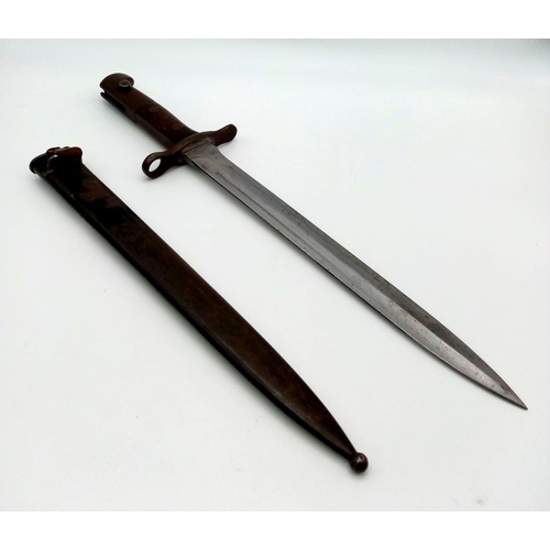 190 - A WW1 WaffenFabrik Neuhausen Bayonet with Scabbard. Number on hilt - 914329. Swiss made. In good con... 