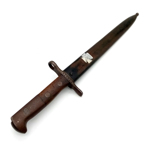 190 - A WW1 WaffenFabrik Neuhausen Bayonet with Scabbard. Number on hilt - 914329. Swiss made. In good con... 