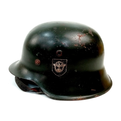 28 - A WW2 German Field Police M42-Mid War Double Decal Helmet.