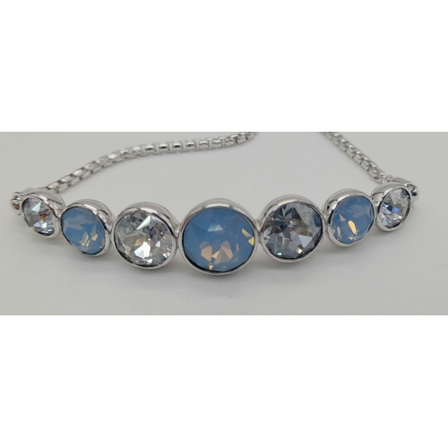 319 - New in Box Sterling Silver Stone Set Bracelet Adjustable Length- High Street Price £130.15.32 Grams