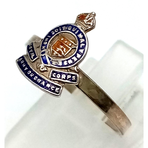 461 - Vintage WW2 1940’s Royal Army Ordnance Silver Sweetheart Ring Size O