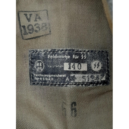 7 - A 3rd Reich SS-VT M34 Overseas Cap Dated 1938. Very little wear V.G.C.