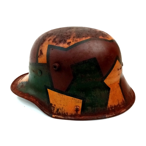 84 - A WW1 German 1916 Model Camo Stahlhelm Helmet and Liner.