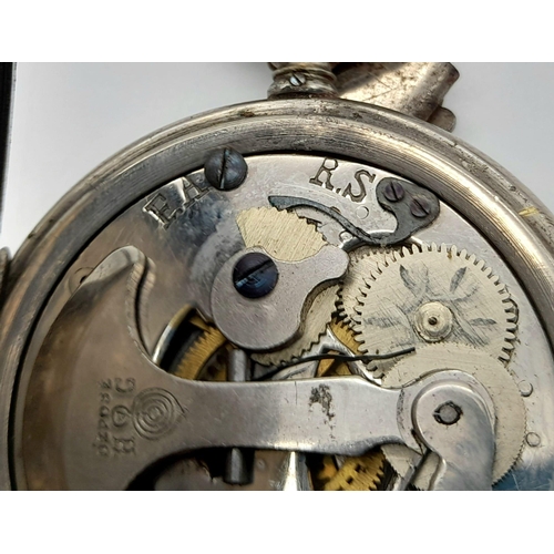 459 - Four Vintage White Metal Pocket Watches and a Stopwatch. A/F.