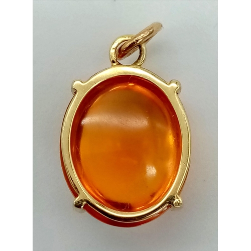 415 - A 9K Yellow Gold Citrine Pendant. 12mm. 1.56g