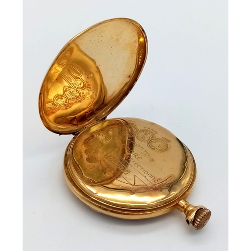 8 - An Antique 18K Yellow Gold Pocket Watch. In need of repair so as found. 46.4g total weight.