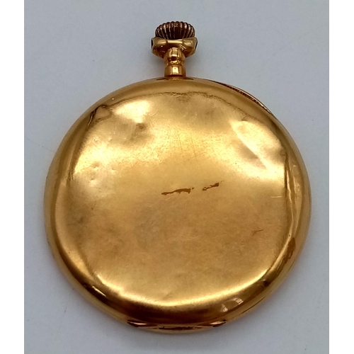 8 - An Antique 18K Yellow Gold Pocket Watch. In need of repair so as found. 46.4g total weight.