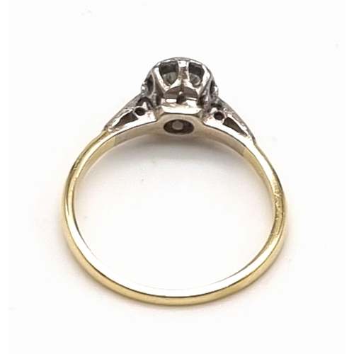 95 - An 18K Yellow Gold Diamond Solitaire Ring. Size L 1/2. 0.25ct. 2.27g total weight.