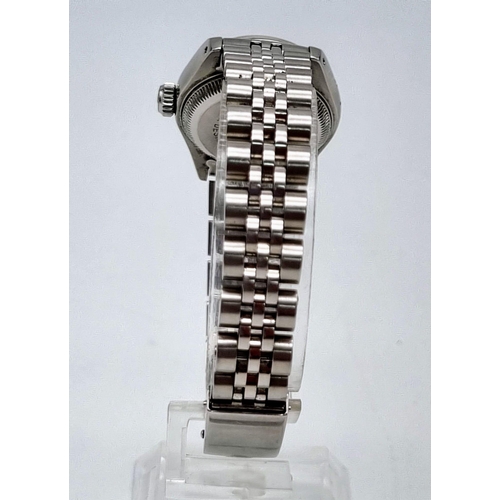 36 - A Mother of Pearl Dial Rolex Oyster Perpetual Datejust Ladies Watch. Stainless steel strap and case ... 