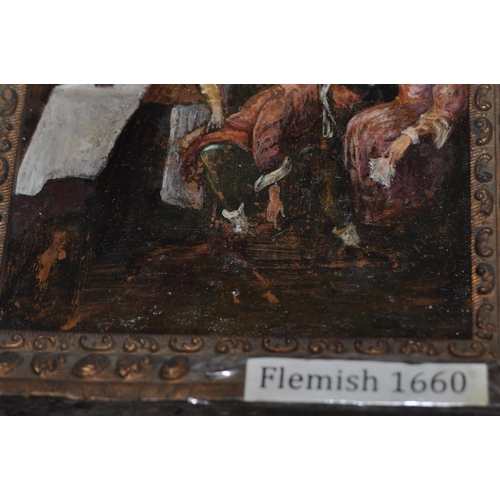 361 - Oil Painting on Canvas - Brothel.
19x14cm. 17th c oil on copper probably originally from France of I... 