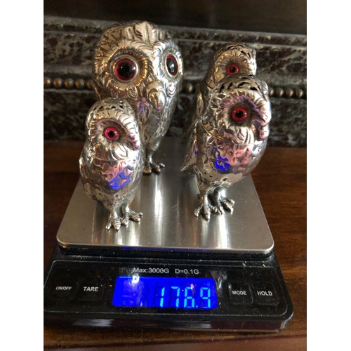 269 - A magnificent 19th century rare silver antique original four piece owl cruet set by Goerge Richards ... 