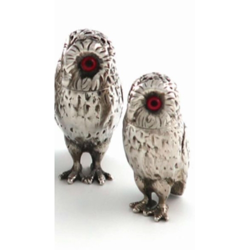 269 - A magnificent 19th century rare silver antique original four piece owl cruet set by Goerge Richards ... 