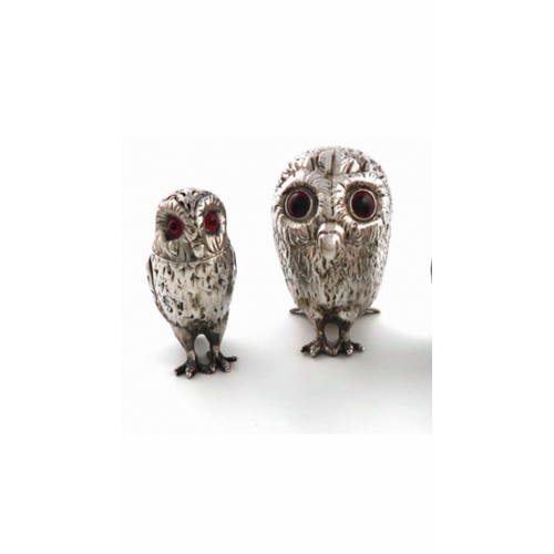 269 - A magnificent 19th century rare silver antique original four piece owl cruet set by Goerge Richards ... 