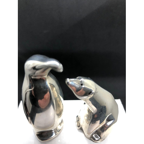 68 - Stunning sterling silver novelty pair of salt/pepper pots.
By David Anderson 
Polar bear  and pengui... 