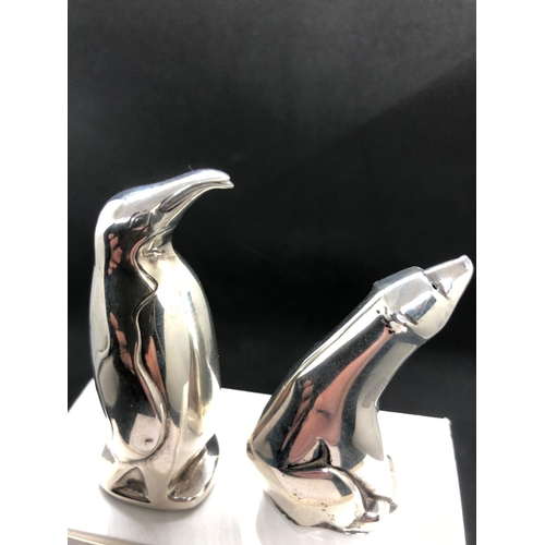 68 - Stunning sterling silver novelty pair of salt/pepper pots.
By David Anderson 
Polar bear  and pengui... 