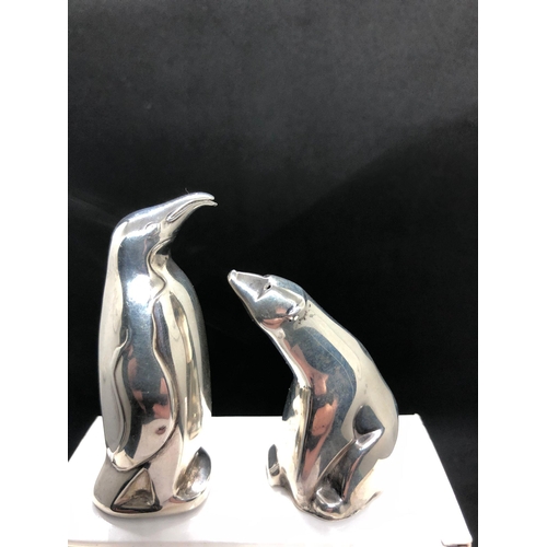 68 - Stunning sterling silver novelty pair of salt/pepper pots.
By David Anderson 
Polar bear  and pengui... 