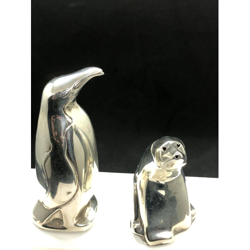 68 - Stunning sterling silver novelty pair of salt/pepper pots.
By David Anderson 
Polar bear  and pengui... 