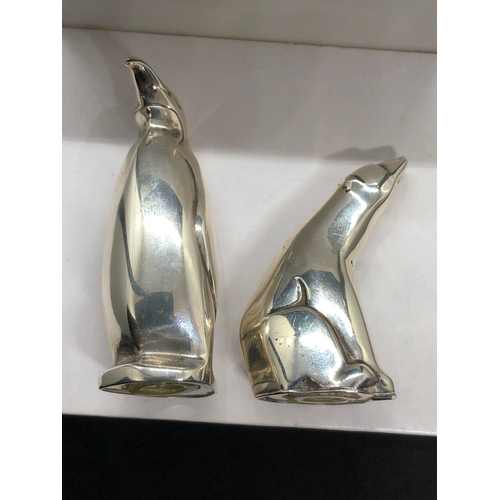 68 - Stunning sterling silver novelty pair of salt/pepper pots.
By David Anderson 
Polar bear  and pengui... 