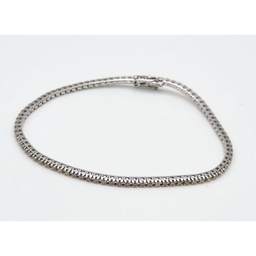 362 - An 18k White Gold Tennis Bracelet with 1.5ct Brilliant Round Cut Diamonds. Length 18cm, Total Weight... 