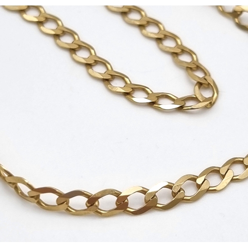 60 - A 9K Yellow Gold Flat Belcher Link Necklace. 46cm. 4.92g