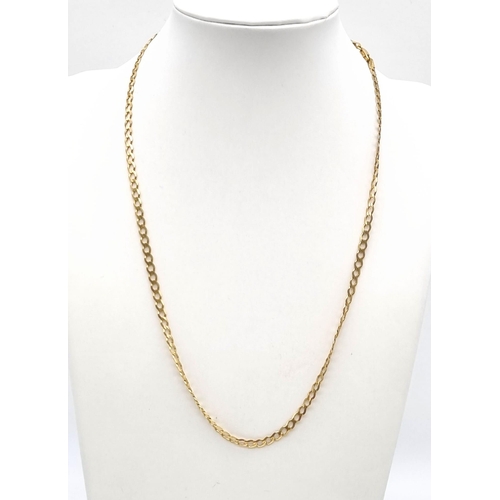 60 - A 9K Yellow Gold Flat Belcher Link Necklace. 46cm. 4.92g