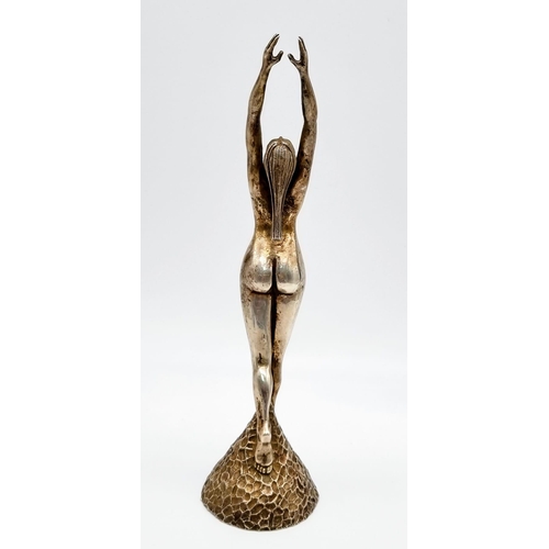 62 - An Art Deco sterling silver statuette of a naked lady. Height: 28 cm, weight: 1.25 Kg.