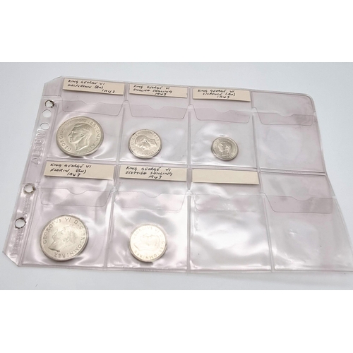 869 - A Selection of Five Silver George VI 1943 English Uncirculated Coins. Please see photos for finer de... 