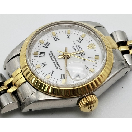 292 - A Rolex Oyster Perpetual Datejust Two-Tone Ladies Watch. Gold and stainless steel strap and case - 2... 