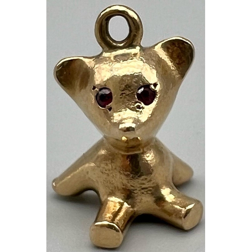 369 - A mid century stylised 9k yellow gold charm in the form of a teddy bear by Hans Georg Maunter. It is... 