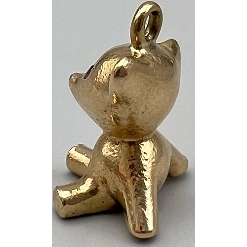 369 - A mid century stylised 9k yellow gold charm in the form of a teddy bear by Hans Georg Maunter. It is... 