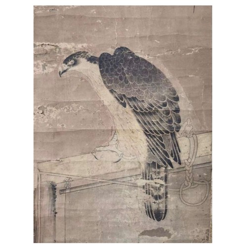 97 - A Training Eagle (sketch) with the Mark of Emperor Huizong of Song 1082-1185. Inscribed by Qianlong.... 