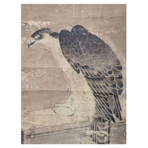 97 - A Training Eagle (sketch) with the Mark of Emperor Huizong of Song 1082-1185. Inscribed by Qianlong.... 