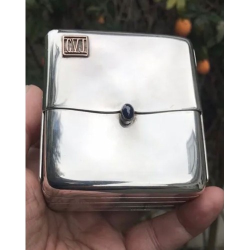 81 - Antique very rare Solid Silver 5 Part Concertina Sapphire Cigarette Case Box London 1920

A solid si... 