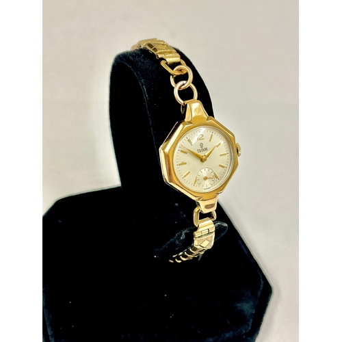 134 - Vintage 9ct gold Rolex Tudor ladies watch , sold as found