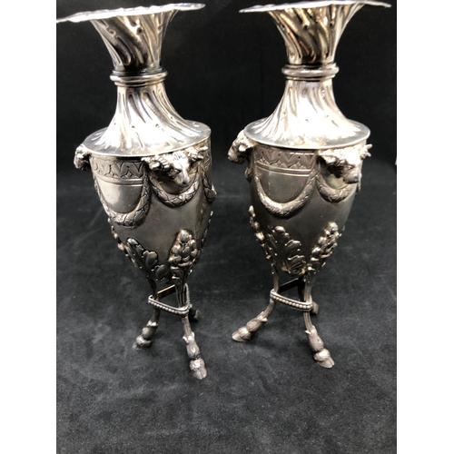 290 - Magnificent 19th century solid silver pair of urn vases 
London import 1906 

Both vases hold clear ... 