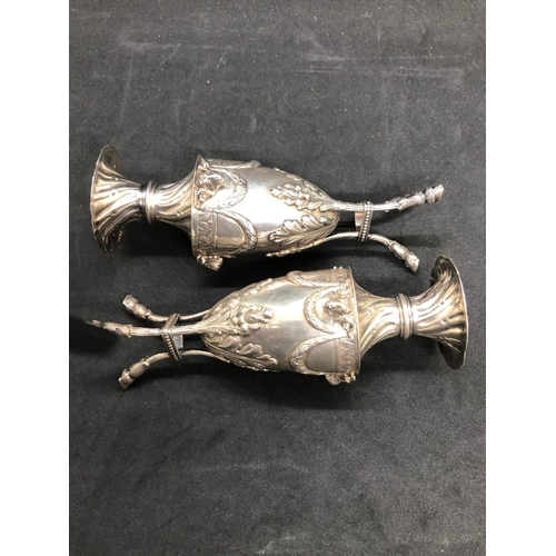 290 - Magnificent 19th century solid silver pair of urn vases 
London import 1906 

Both vases hold clear ... 