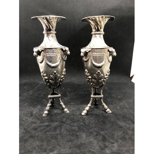 290 - Magnificent 19th century solid silver pair of urn vases 
London import 1906 

Both vases hold clear ... 