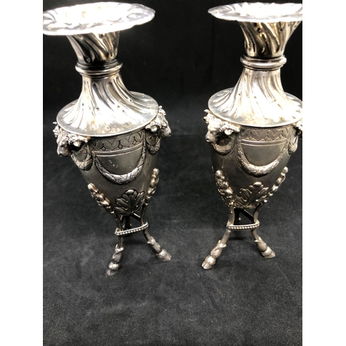 290 - Magnificent 19th century solid silver pair of urn vases 
London import 1906 

Both vases hold clear ... 