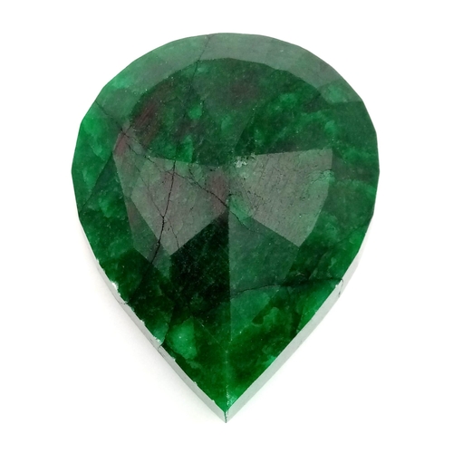 416 - A 389ct Natural Huge Emerald. Pear cut. Colour enhanced. GLI Certified.