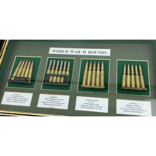 194 - A Glorious WW2 Bullet Display Case. Incudes: 303, the 6.5 x 52mm for the Mannlicher-Carcano rifle. T... 