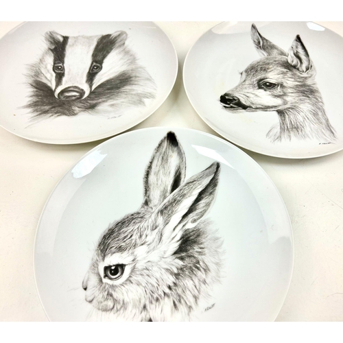 465 - Three Vintage Decorative Wall Hanging German-Made Animal Plates - All signed. 25cm.