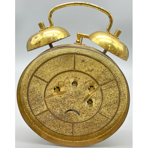 863 - A VINATGE WAKE UP! TO CHIVERS DOUBLE BELL ALARM CLOCK. AS FOUND. HEIGHT 18CM