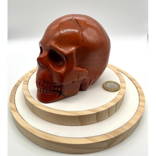 151 - A 1.1 Kilo Natural Hand-Crafted Red Jasper  Skull. A wonderful addition to your cabinet of curiositi... 