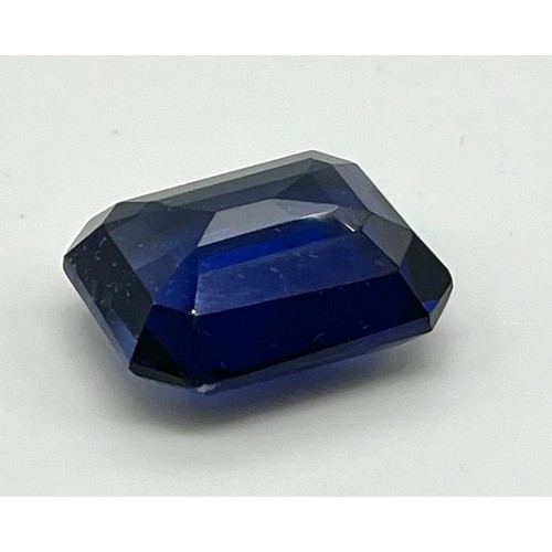 438 - A 45ct Emerald-Cut, Sapphire-Blue Coloured Gemstone. No certificate so as found.