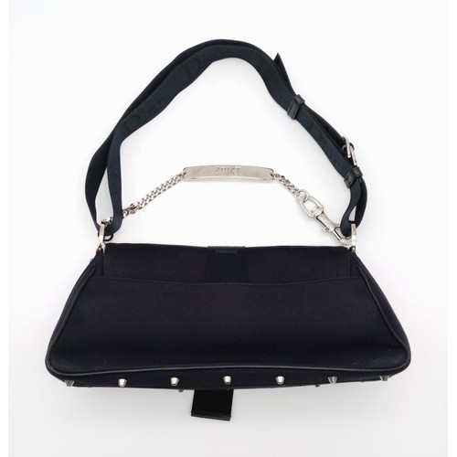 163 - Christian Dior Black Canvas Handbag with Rhinestone Hook. Exceptional Condition. 30x15x7cm. Comes wi... 