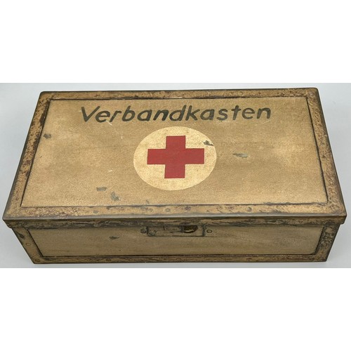 189 - WW2 German 1936 Dated Africa Corps First Aid Tin. With contents of various WW2 dates.